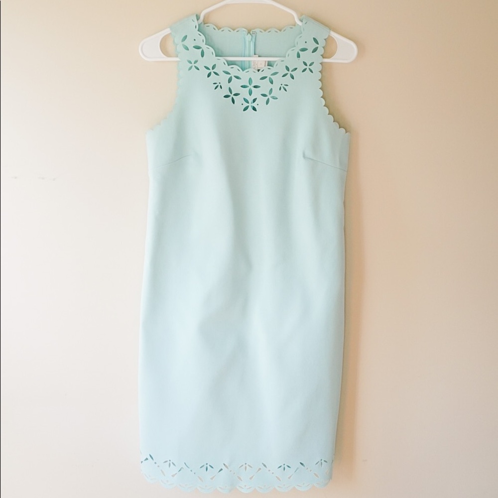 J Crew Factory scalloped dress in light blue